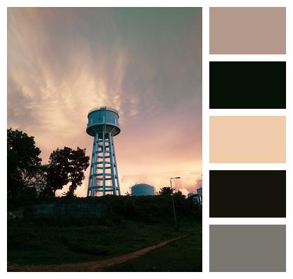 Scenery Evening Water Tank Image